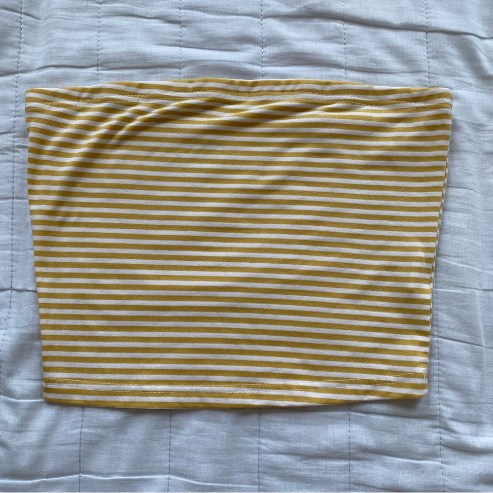 Striped Yellow and White Tube Skirt